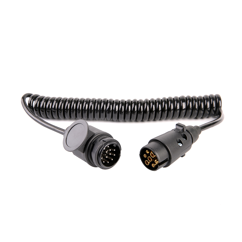7เสาขดเกลียว PU สีดำ 2ปลั๊ก JH003, JH008 สายไฟยาว 1m,2m,3m.....JH020-C