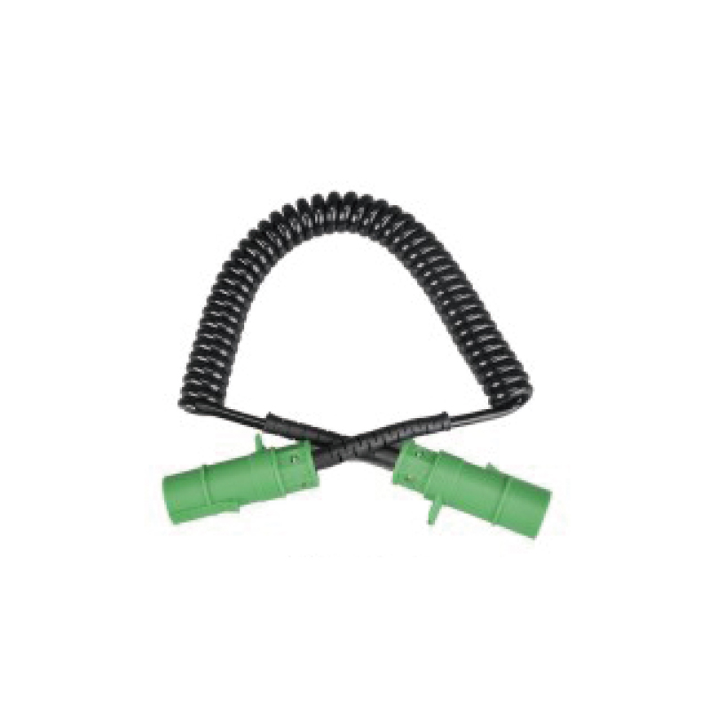 7pole PU Spiral Coil, ปลั๊กพลาสติกสีเขียว 2 อัน 24V; ความยาวสาย 1ม. 2ม. 3ม.......JH082-A